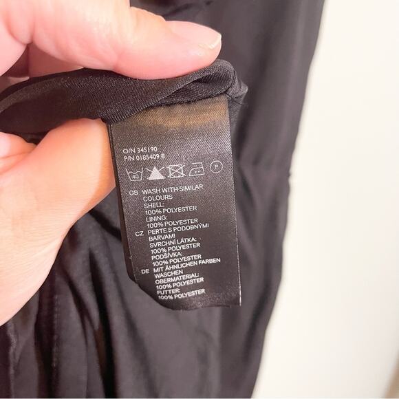 H&M Womens V-Neck Sleeveless Layered Hem Ruffle Trim Dress Black Size 8 - Picture 2 of 14